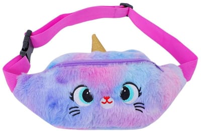 Dailygoods - Heuptas van pluche kat reistas kinderen reistas voor kinderen schoudertas opbergtas eenhoorn heuptas kat schoudertassen kindertas polyester, lila, 24X12X5CM