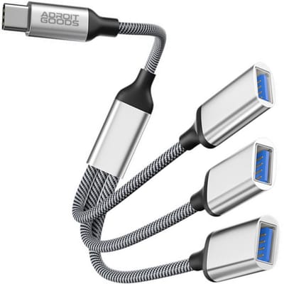 AdroitGoods USB C Male naar 3x USB Female Kabel Adapter - Type A USB 3.0Port Splitter Dongle Multi Hub - Silver