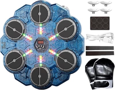 Muziek Boksmachine - Wandtrainer Boksen - Fitness Verbeteren - 9 Snelheden Instelbaar - 37 cm Breed - Blauw