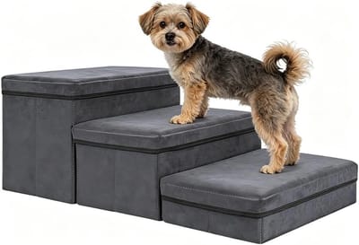 Inklapbare huisdierentrap met opbergruimte, traptreden matten, maximaal 50 kg draagvermogen, ideaal voor honden en katten (3 treden)