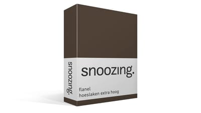 Snoozing - Flanel - Hoeslaken - Eenpersoons - Extra Hoog - 70x200 cm - Bruin