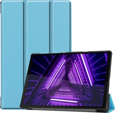 Hoes - Geschikt voor Lenovo Tab M10 FHD Plus (2e / 2nd Generatie) - Dun & Stevig - Trifold Bookcase - Hard Cover - Hardcover Book Case - Tablet Hoesje - Lichtblauw