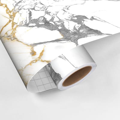 Zelfklevende vinylfolie op rol, per meter verkocht - Afwasbare sticker voor keukenmeubels, kasten en deuren - Bucharest Marble - 60x100cm