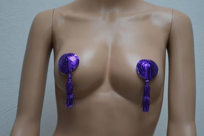 Paarse Hartvormige Tepelstickers Tepel PlakkerTepelkwastjes Nipple Sticker