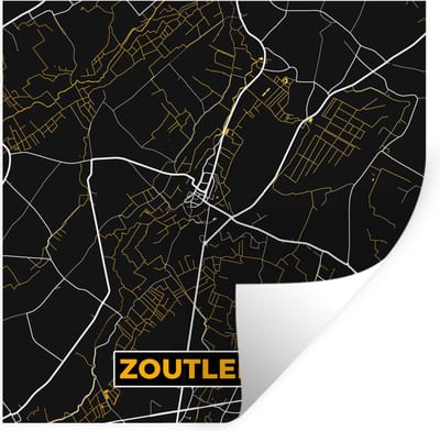 Muurstickers - Sticker Folie - Plattegrond - Kaart - Zoutleeuw - Stadskaart - Goud - 100x100 cm - Plakfolie - Muurstickers Kinderkamer - Zelfklevend Behang XXL - Zelfklevend behangpapier - Stickerfolie