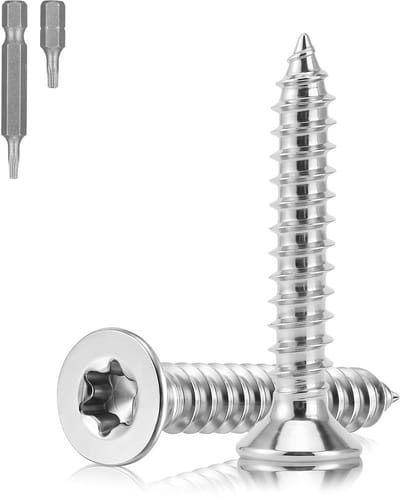 100x Roestvrijstalen Zelftappende Houtschroeven M4 x 20 mm Torx Verzonken Kop