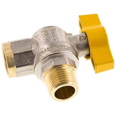 Buiten x binnendraad R/Rp 1/2 inch Gas 2-Weg Haakse Kogelkraan Messing - BL2BN-MAN-GA-MF-012