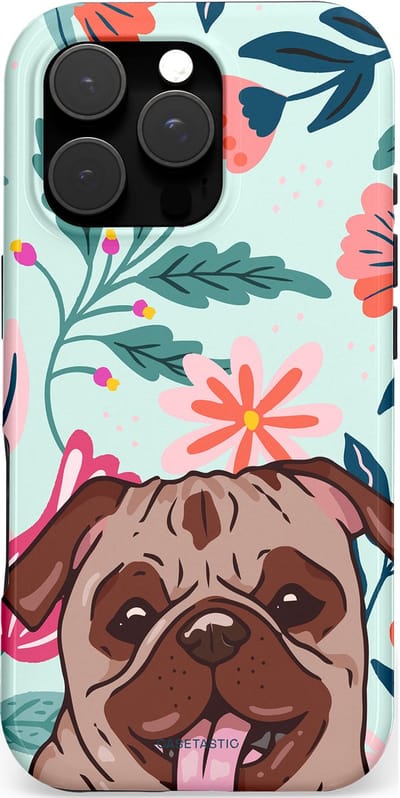 Casetastic hoesje geschikt voor Apple iPhone 16 Pro - MagSafe - Dubbellaagse bescherming - Mopslik - Fashion Case - Lichtgrijs Taupe Wit Petrol