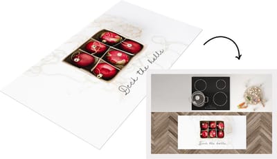 Keukenloper - Loper keuken - Kerstballen - Rood - Goud - 120x60 cm - Keukenloper vinyl