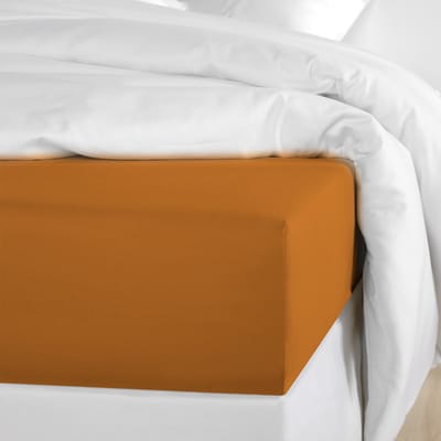 De Witte Lietaer Hoeslaken Olivia Copper - 140 x 200/220 x h 30 - Oranje- Katoen Satijn
