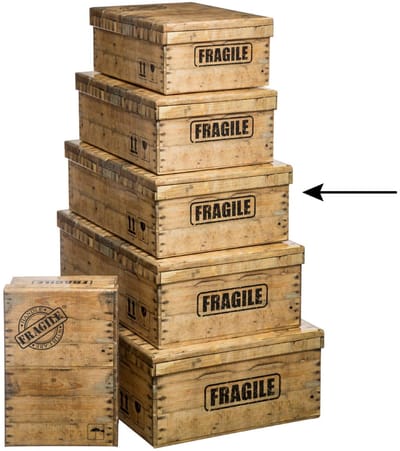 5Five Opbergdoos/box - 3x - houtkleur - L40 x B26.5 x H14 cm - Stevig karton - Woodybox