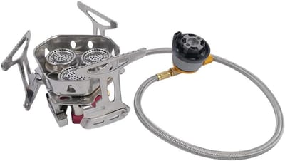 Allecto plus - Draagbaar Camping Gasfornuis 6800W Winddicht Rugzakfornuis Met Piëzo-ontsteking - Opvouwbaar Gasfornuis voor Buiten Koken en Vissen
