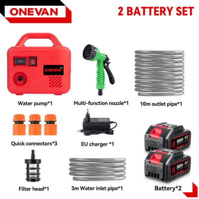 ONEVAN Elektrische Pompende Waterpomp Machine 150M Snoerloos Oplaadbaar Tuinreiniger Lithium Batterij Gereedschap Voor Makita 18V Batterij 2Battery 1EU Charger