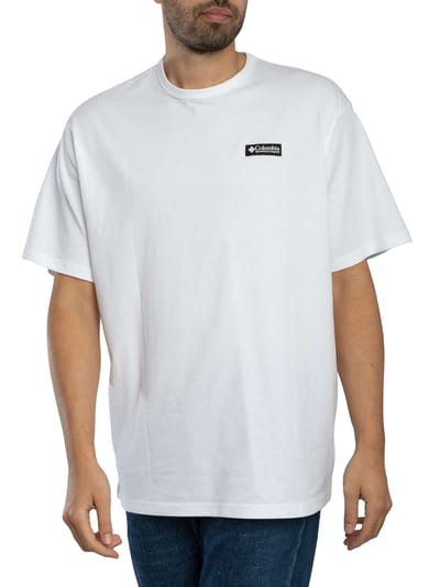 Columbia Zwaar Uitgevoerd T-Shirt Met Grafische Print Op De Achterkant, Comfortabele Pasvorm, Wit
