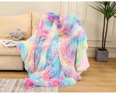JHUBERS- Knuffeldeken superzacht - Fleece Deken - Omkeerbare Deken - Woondeken - Bankdeken - 80 x 120 cm - Polyester Tie-Dye Regenboog #2