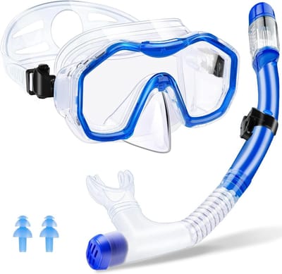 Volwassen snorkelset met bril - droge snorkel - anti-mist - anti-lek - gehard glas duikmasker voor duiken en zwemmen