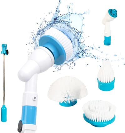 Turbo Scrubber - Elektrische Schoonmaakborstel - Schrobborstel met Telescoopsteel - Schrobmachine - Reinigingsborstel- Schrobber met Steel - Schrobborstels voor Badkamer, Gootsteen, Douchcabine & Autovelgen - Electric Scrubber - Wit - CleanRite