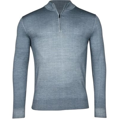 Thomas Maine Trui Half Zip Single Knit Dye Wash Grijsblauw / male