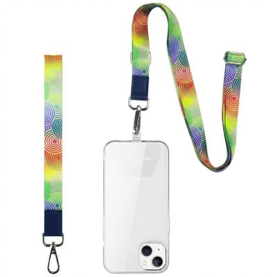 imoshion Universeel verstelbaar telefoonkoord + polsbandje - Telefoon Ketting - GSM Koord - Retro circles print