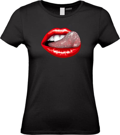 Dames t-shirt Diamond Sugar Tongue | Gay pride shirt kleding | Regenboog kleuren | LHBTI | Zwart Dames | maat XS