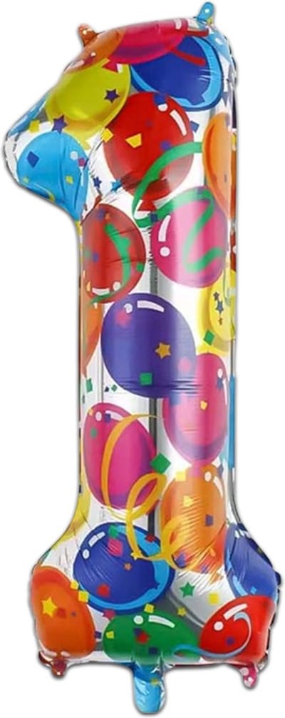 LUQ - Cijfer Ballonnen - Cijfer Ballon 1 Jaar Balloon XL Groot - Helium Verjaardag Versiering Feestversiering Folieballon
