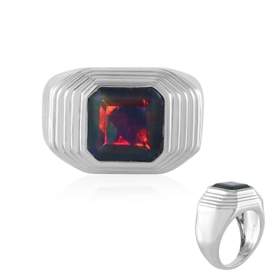 Cavill - Zilveren Ring 925 Sterling Zilver Geplatineerd - Mezezo Opaal 2,298 ct Achthoekige Trapgeslepen - Brede Moderne Band - Unieke Damesring
