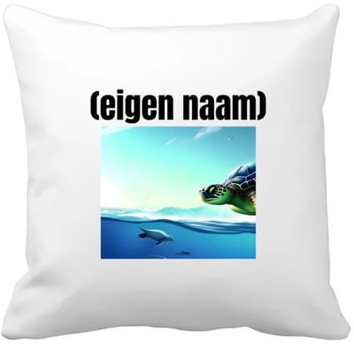 Akyol - schildpad in de zee met eigen naam Kussen hoes - Schildpad - schildpad liefhebbers - iemand die houdt van schildpadden - verjaardag - cadeau - kado - geschenk - 40 bij 40 cm