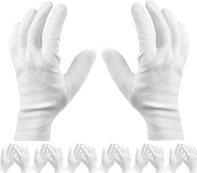 Zachte Katoenen Handschoenen – Inspectie Handschoenen – 6 Paar – Servicehandschoenen – Vochthandschoenen – Servicehandschoenen – Muntinspectie & Sieraden Controle – Muntsieradeninspectie – Elastische Werkhandschoenen – Wit