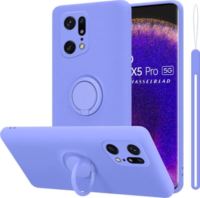 Cadorabo Hoesje geschikt voor Oppo FIND X5 PRO in LIQUID LICHT PAARS - Beschermhoes van flexibel TPU silicone Case Cover met ring