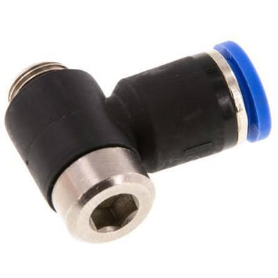 8mm x G1/8'' 90 graden L-vorm Messing/PA 66 Insteekfitting Buitendraad Binnenzeskant Draaibaar NBR [2 Stuks]