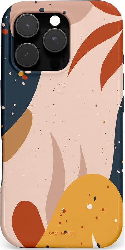 Casetastic hoesje geschikt voor Apple iPhone 16 Pro - MagSafe - Dubbellaagse bescherming - Terravorm - Fashion Case - Zand Donkergrijs Perzik Okergeel