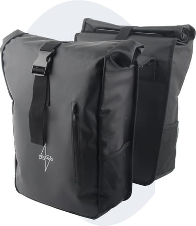 Voltano Dubbele Fietstas Rolltop - Zwart - 48 Liter - 100% Waterdicht - Fietstassen Elektrische Fietsen