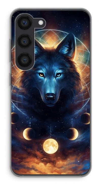 Case Company® - Hoesje geschikt voor Samsung Galaxy S23 hoesje - Wolf Dreamcatcher - Soft Cover Telefoonhoesje - Bescherming aan alle Kanten en Schermrand