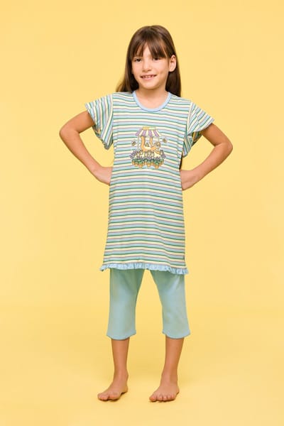 Woody Meisjes-Dames Pyjama multicolor streep - maat 176/16J