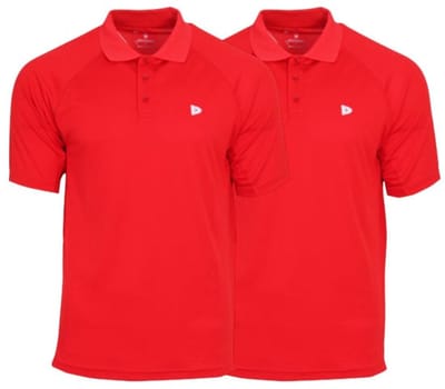 2-Pack Donnay - Sport polo (Björn) - Multi Sportpolo - Heren - Poppy-red (041)- maat S