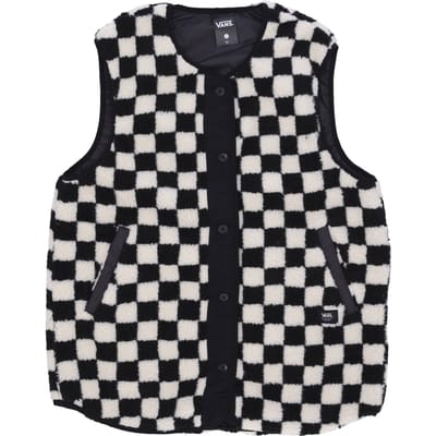 Mouwloos W Mason omkeerbaar vest voor dames, zwart schaakbord