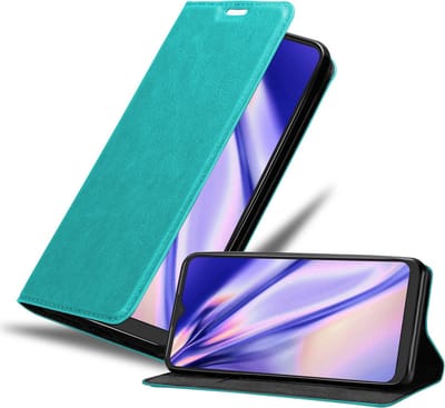Cadorabo Hoesje geschikt voor Alcatel 1S 2021 / 3L 2021 in BENZINE TURKOOIS - Beschermhoes met magnetische sluiting, standfunctie en kaartvakje Book Case Cover Etui