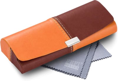 Stijlvolle twee-kleurige brilmontage in leren-look