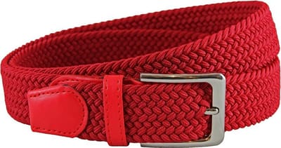 Houtkamp Gevlochten Riem - Elastische Comfort Stretch Belt - Unisex - Rood - Lengte totaal 105 cm / Riemmaat 90