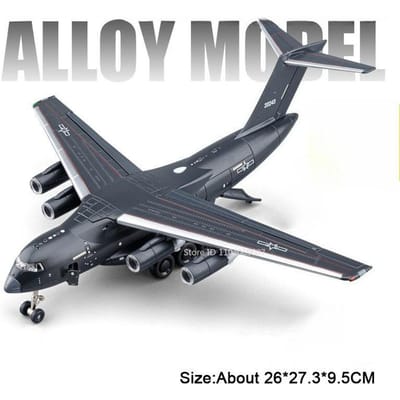 1:180 Y-20 Transportvliegtuig Model Speelgoed Legering Diecast Miniatuur Militair Gevechtsvliegtuig Geluid Licht Deuren Geopend Terugtrekbaar Jongens Cadeaus