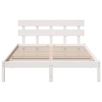 vidaXL - Bedframe - met - hoofdeinde - Wit - 160 - x - 200 - cm - Massief - grenenhout