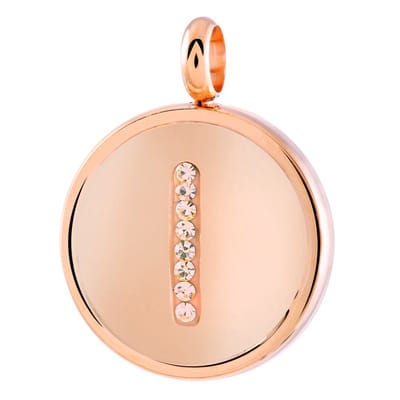 Lucardi Dames Gerecycled just.d stalen hanger roseplated letter kristal - Hanger - Staal - RosÃ©kleurig
