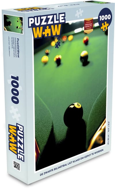 Puzzel De zwarte biljartbal ligt klaar om geput te worden - Legpuzzel - Puzzel 1000 stukjes volwassenen