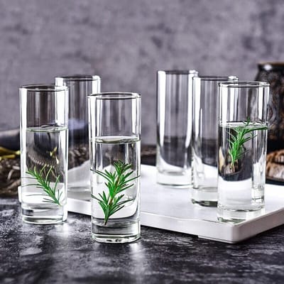 Tasses à Eau en Verre Importées d'Océan Thaïlande, Tasses à Lait et Jus, Tasses à Thé, Tasses à Boissons, 340ml Lot de Six