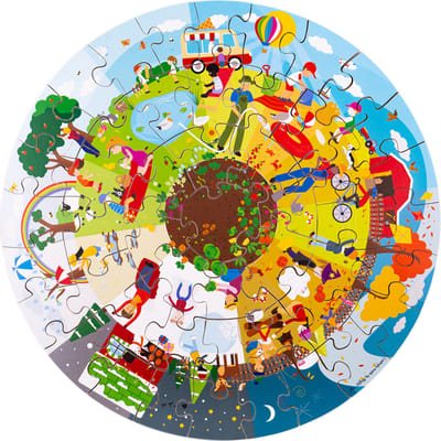 Bigjigs Wooden Seasons Floor Puzzle Round 50 pcs. Hout