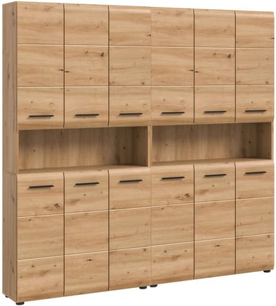 Badcombinatie met 2 kasten - Moderne opbergoplossing - Artisan Oak look - 180x185x30cm