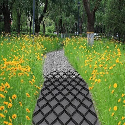 Grondrooster Tuinpad - Grindstabilisator Geogrid - Ondergrond Versterken - Snijbaar HDPE Materiaal - 4 x 5 meter - Zwart
