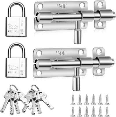 Deursloten Set - Schuifsloten - Beveiliging Huis - Roestvrij Staal - 2 Sets - Zilverkleurig
