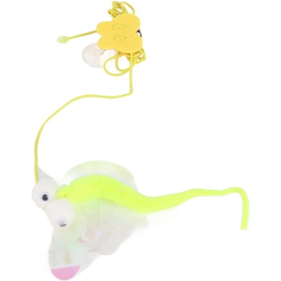 Jouet pour chat à suspendre à la porte, conception à crochet, réduit la solitude, exercice de saut, jouets interactifs pour chat, corde extensible yellow