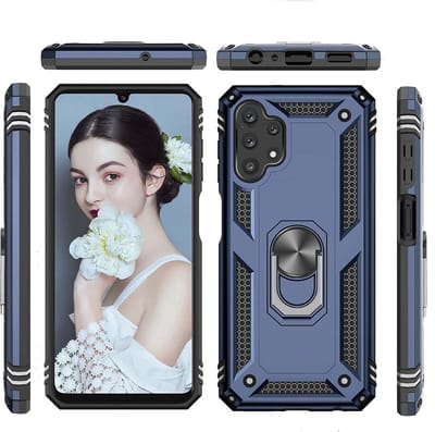 Hoesje Geschikt Voor Samsung Galaxy A13 4G hoesje Hybrid Armor Anti-Shock hoesje Blauw - Galaxy A13 4G - A13 4G Hoesje kickstand Ring houder cover TPU backcover hoesje